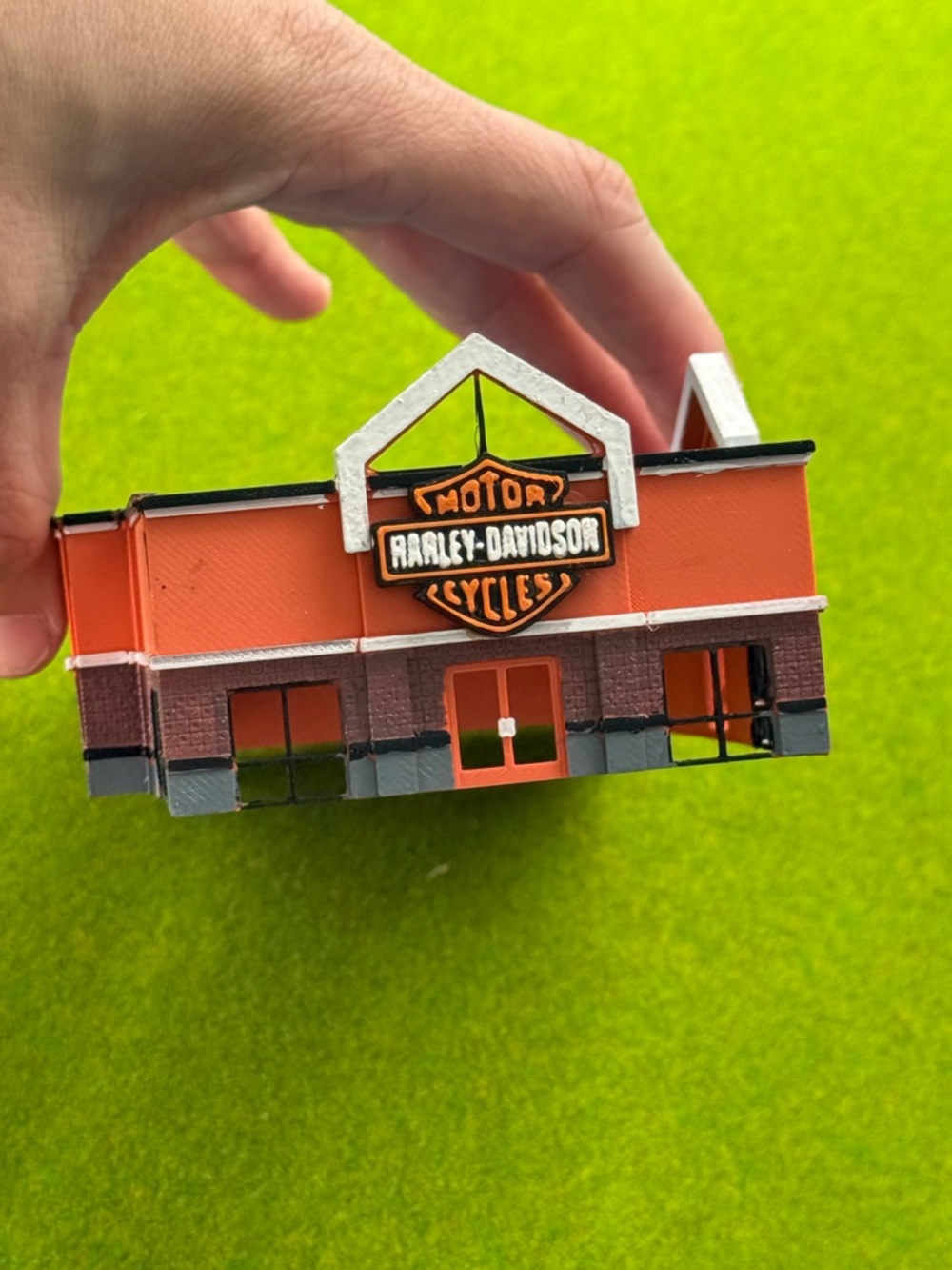 Harley-Davidson Orange Miniature Storefront Model motorcycle store layout
